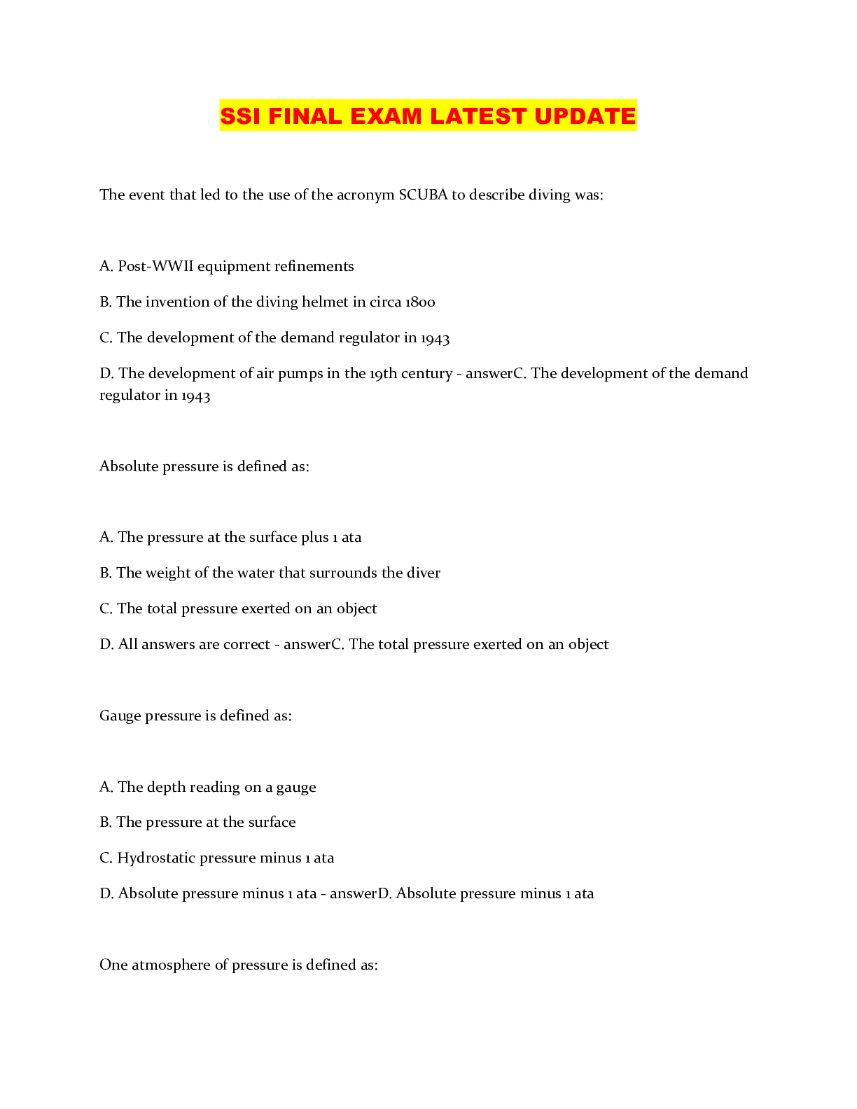 Preview image of SSI FINAL EXAM LATEST UPDATE document